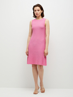 Вязаное платье в рубчик (розовый, L) Sela