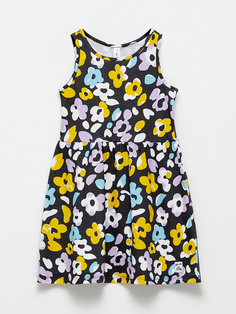 Трикотажное платье с принтом для девочек (черный, 116) Sela