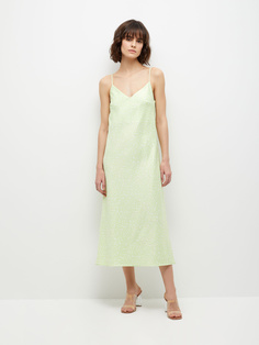 Сатиновое платье миди (зеленый, L) Sela
