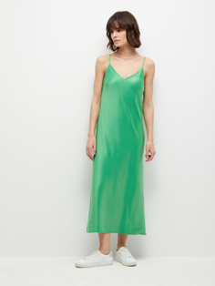 Сатиновое платье миди (зеленый, M) Sela