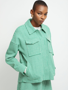 Твидовая оверсайз рубашка (зеленый, XS) Sela