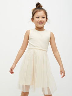 Платье с юбкой из сетки для девочек (белый, 104) Sela