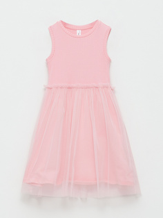 Платье с юбкой из сетки для девочек (розовый, 104) Sela