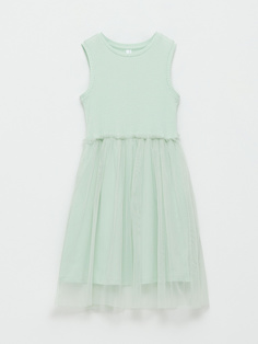 Платье с юбкой из сетки для девочек (зеленый, 146) Sela