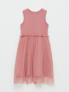 Платье с юбкой из сетки для девочек (розовый, 134) Sela