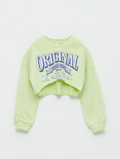 Укороченный свитшот с принтом для девочек (зеленый, 122) Sela
