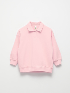 Трикотажное поло с длинным рукавом для девочек (розовый, 116) Sela