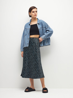 Сатиновая юбка миди (черный, XS) Sela