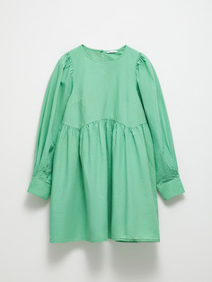 Хлопковое платье с пышными рукавами (зеленый, L) Sela