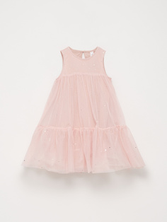 Ярусное платье из сетки для девочек (розовый, 122) Sela