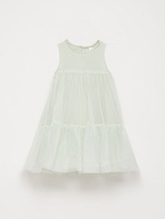Ярусное платье из сетки для девочек (зеленый, 128) Sela