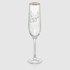 Набор бокалов для шампанского Bohemia Crystall Виола 190мл 2шт отводка золото
