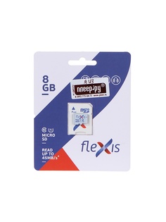 Карта памяти 8Gb - Flexis Micro Secure Digital HC Cl10 U1 FMSD008GU1A с переходником под SD