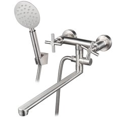 Смеситель для ванны, РМС, с кран-буксой, нержавеющая сталь, SUS124-140P