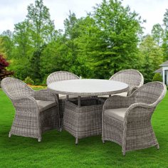 Мебель садовая Green Days, Милтон, бежевая, стол, 118х118х75 см, 4 кресла, подушка бежевая, CYH1944W