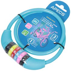 Замок навесной Apecs, PD-85-65CM-BLUE, 20437, велосипедный, кодовый, голубой, 8х650 мм