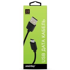 Дата-кабель Smartbuy, micro USB, 3 А, 0.15 м, черная, iK-020-box