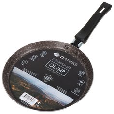 Блинница алюминий, 22 см, антипригарное покрытие, Daniks, Олимп, коричневая, JD-PM-22-BR