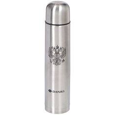 Термос нержавеющая сталь, 1.2 л, узкая горловина, Daniks, колба нержавеющая сталь, серебристый, SL-120Z