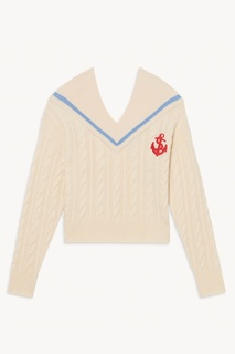 Пуловер цвета экрю с морской отделкой Sandro