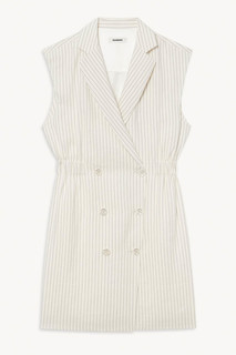 Платье цвета экрю в полоску Sandro