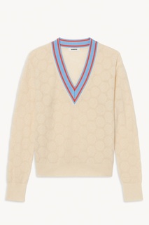 Пуловер цвета экрю с контрастной отделкой Sandro