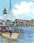 Картина по номерам Цветной Приморский город (40х50) на подрамнике mg2097