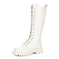 Сапоги Бежевые сапоги из кожи на подкалдке из комбинированных материалов Baden