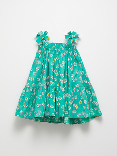 Хлопковое платье на бретелях для девочек (зеленый, 104) Sela