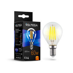Лампочка Лампа светодиодная филаментная Voltega E14 6W 2800К прозрачная VG10-G1E14warm6W-F 7021