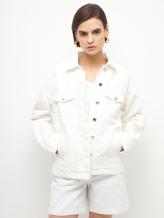 Белая джинсовая куртка оверсайз (белый, M) Sela