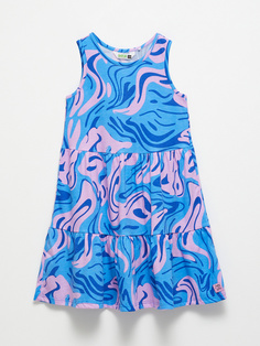 Трикотажное платье с принтом для девочек (синий, 128) Sela