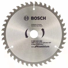 Диск пильный по дереву, Bosch, Eco for Aluminium, 160х20 мм, 42 зуба, 2608644388