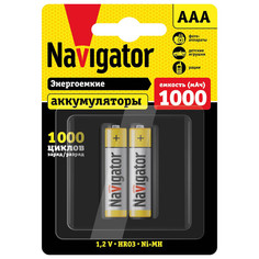 Батарейки, аккумуляторы, зарядные устройства аккумуляторы NAVIGATOR ААА NiMH 1000Ма/Ч блистер 2шт