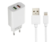 Зарядное устройство Luazon LCC-96 2xUSB 2A + кабель Lightning White 4598424