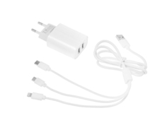 Зарядное устройство Luazon UC-14 3 в 1 2xUSB 2A microUSB/Type-C/Lightning White 6937367