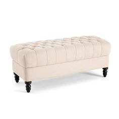 Скамья с обивкой из льна napold (laredoute) бежевый 100x42x40 см.