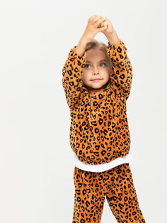 Свитшот с леопардовым принтом для девочек (коричневый, 98/ 3-4 YEARS) Sela