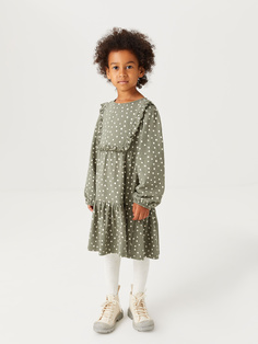 Ярусное платье в горошек для девочек (зеленый, 116/ 6-7 YEARS) Sela