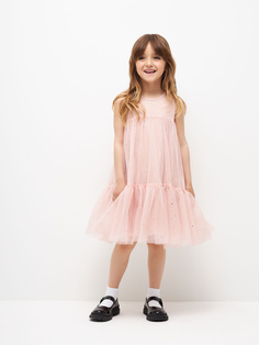 Ярусное платье из сетки для девочек (розовый, 98) Sela