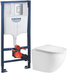 Комплект подвесной унитаз WeltWasser Merzbach 004GL-WT 10000003661 + система инсталляции Grohe 38772001