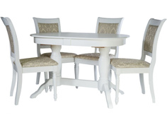 Обеденная группа стол и 4 стула (аврора) белый Avrora