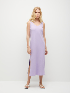 Трикотажное платье в рубчик (фиолетовый, XS) Sela