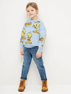 Джинсы Mom fit для девочек (синий, 116) Sela