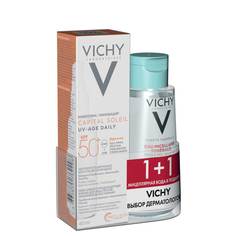 Набор Vichy Capital Ideal Soleil солнцезащитный флюид UV-Age Daily SPF50+ 40 мл, мицеллярная вода