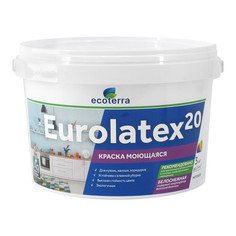 Краски для стен и потолков краска акриловая ECOTERRA Eurolatex 20 для стен и потолков моющаяся 3кг белая, арт.ЭК000135296