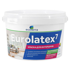 Краски для стен и потолков краска акриловая ECOTERRA Eurolatex 7 для стен и потолков 3кг белая, арт.ЭК000135288