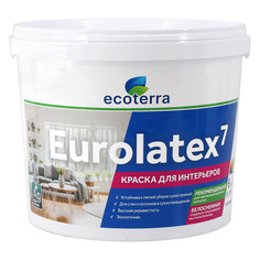 Краски для стен и потолков краска акриловая ECOTERRA Eurolatex 7 для стен и потолков 6кг белая, арт.ЭК000135289