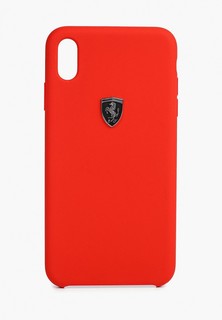 Чехол для iPhone Ferrari XS Max, Silicone rubber Silver logo Red