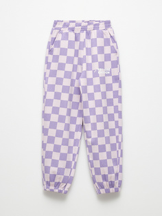 Джоггеры с принтом для девочек (сиреневый, 140) Sela